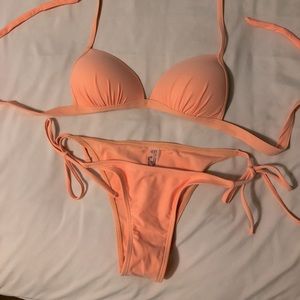 Bright Peach-Orange String Bikini Size Small